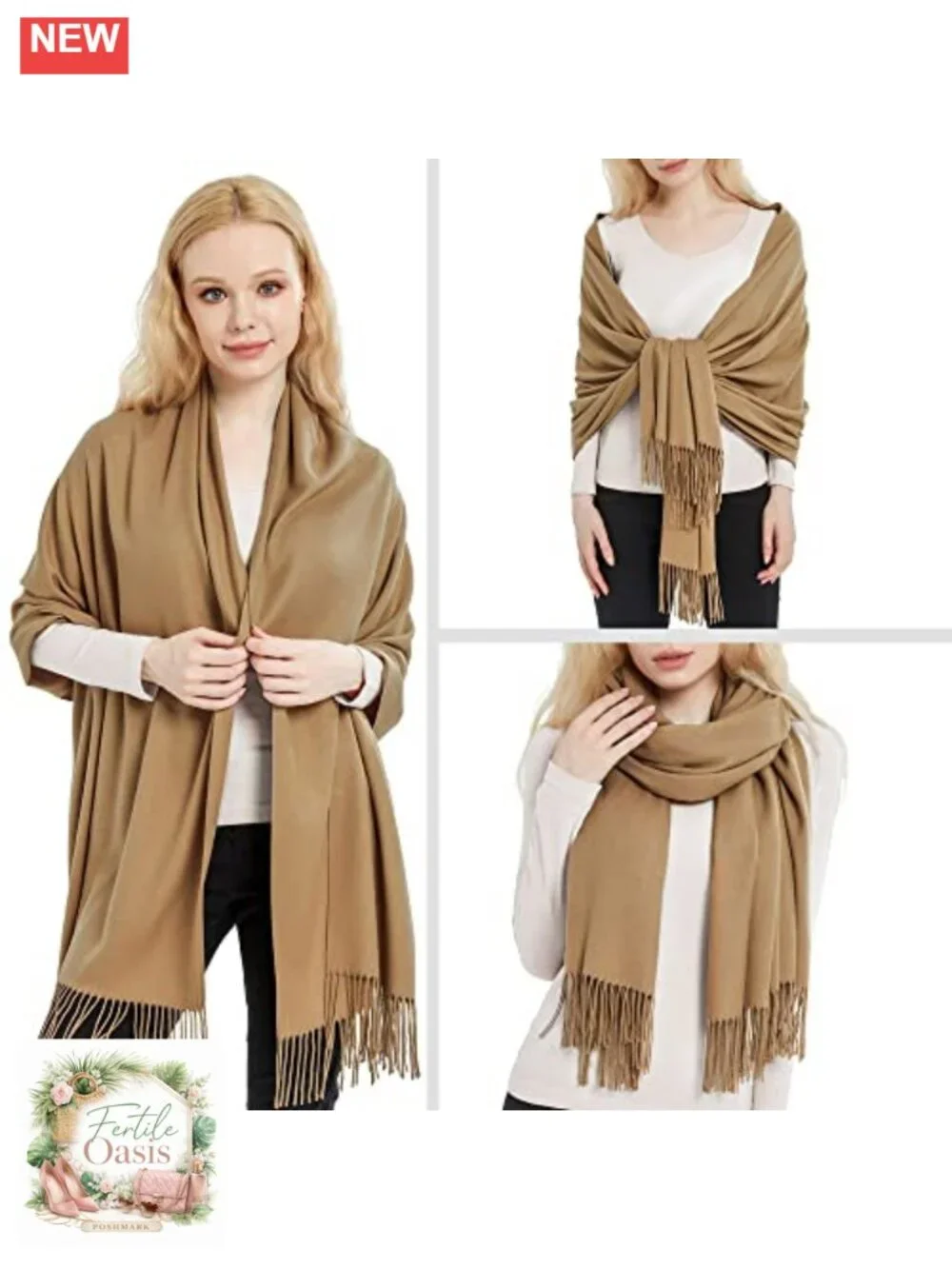 Soft Pashmina Shawl Wrap for Women, Wedding Bridesmaid Scarf, 27x78 Inches,